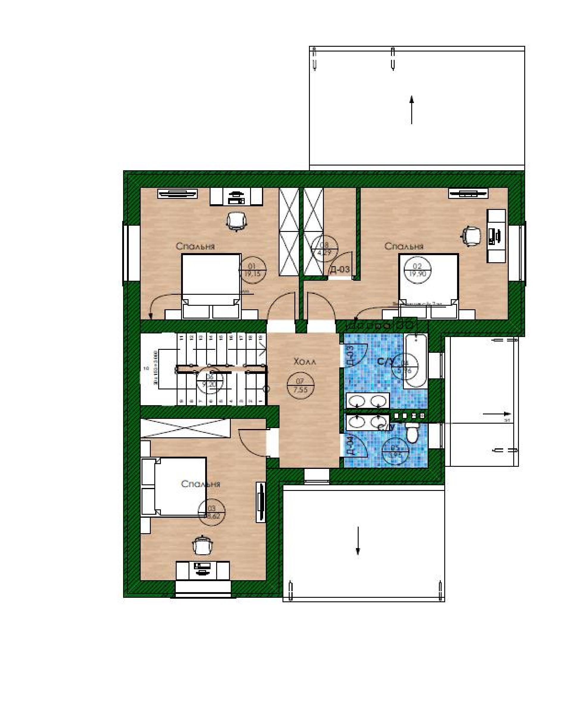 Планировка проекта дома №h-1305 h-1305_p2-min.jpg